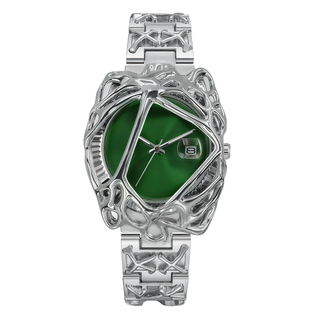 Alabaster Industries Time Steel Watch Green & Silver