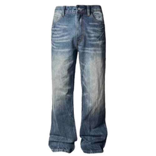 American Retro Street Washed Distressed Lightning Flared Denim