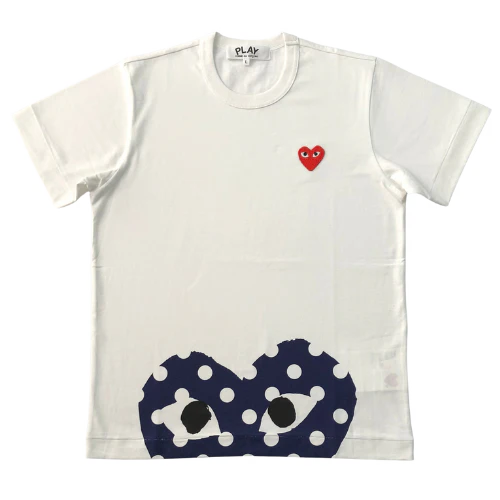 Comme des Garcons (CDG) Big Half Heart Print H White Dark Blue