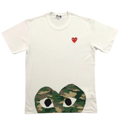 Comme des Garcons (CDG) Big Half Heart Print White Camouflage