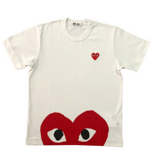 Comme des Garcons (CDG) Big Half Heart Print White Red