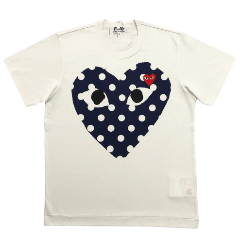 Comme des Garcons (CDG) Big Heart Print White Dark Blue