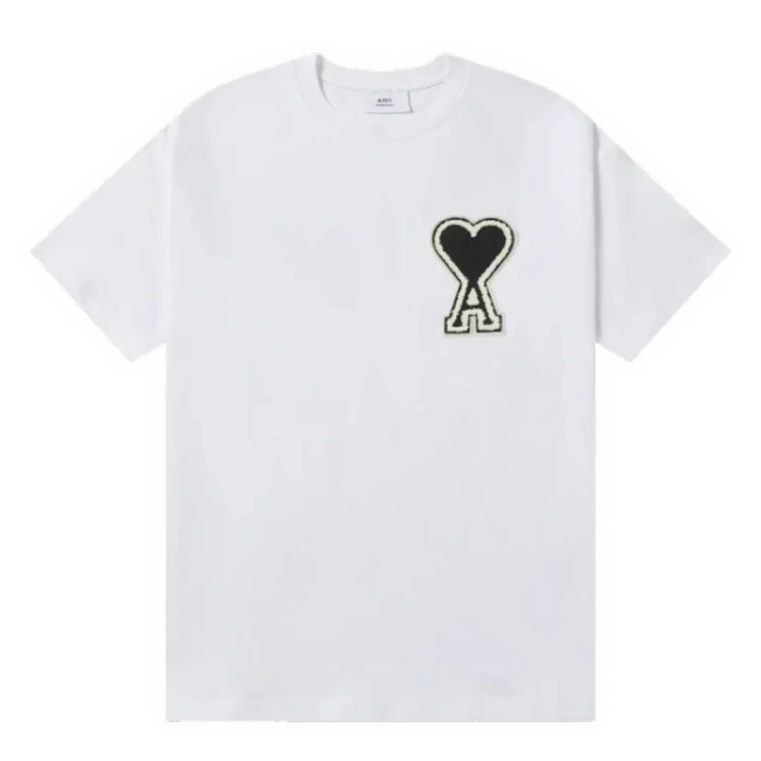 Ami Paris Black Stitched Icon T-Shirt White