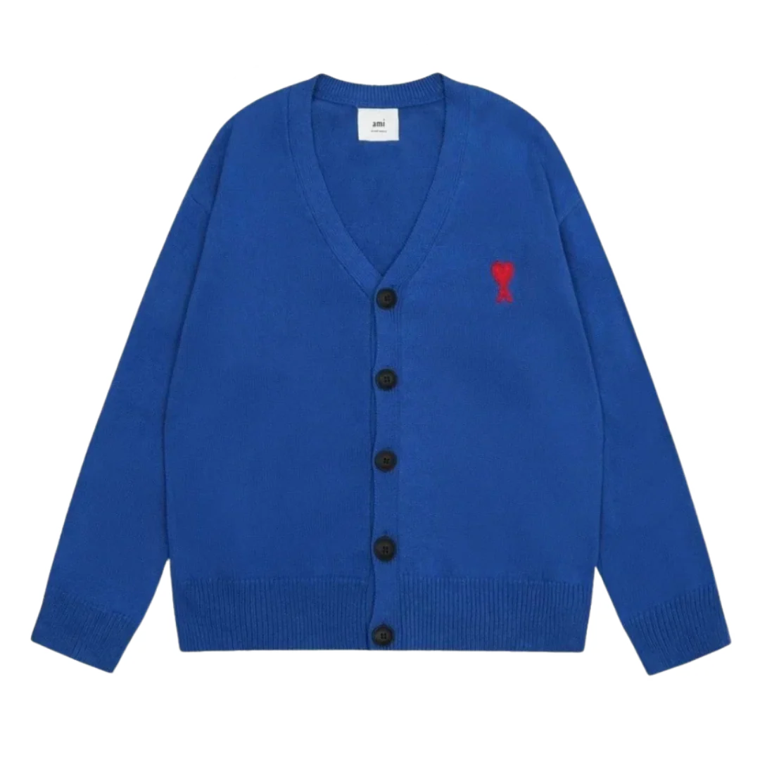 Ami Paris Button Up Cardigan Blue