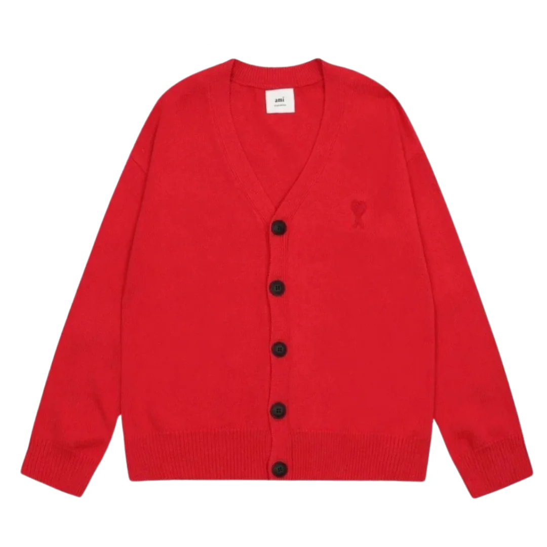 Ami Paris Button Up Cardigan Red