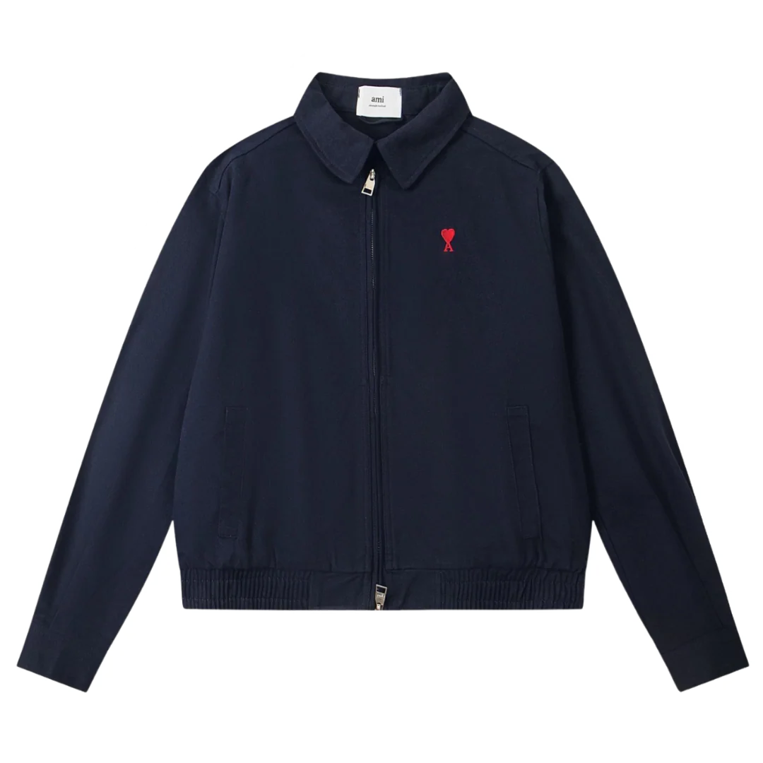 Ami Paris De Coeur Harrington Jacket Navy Blue