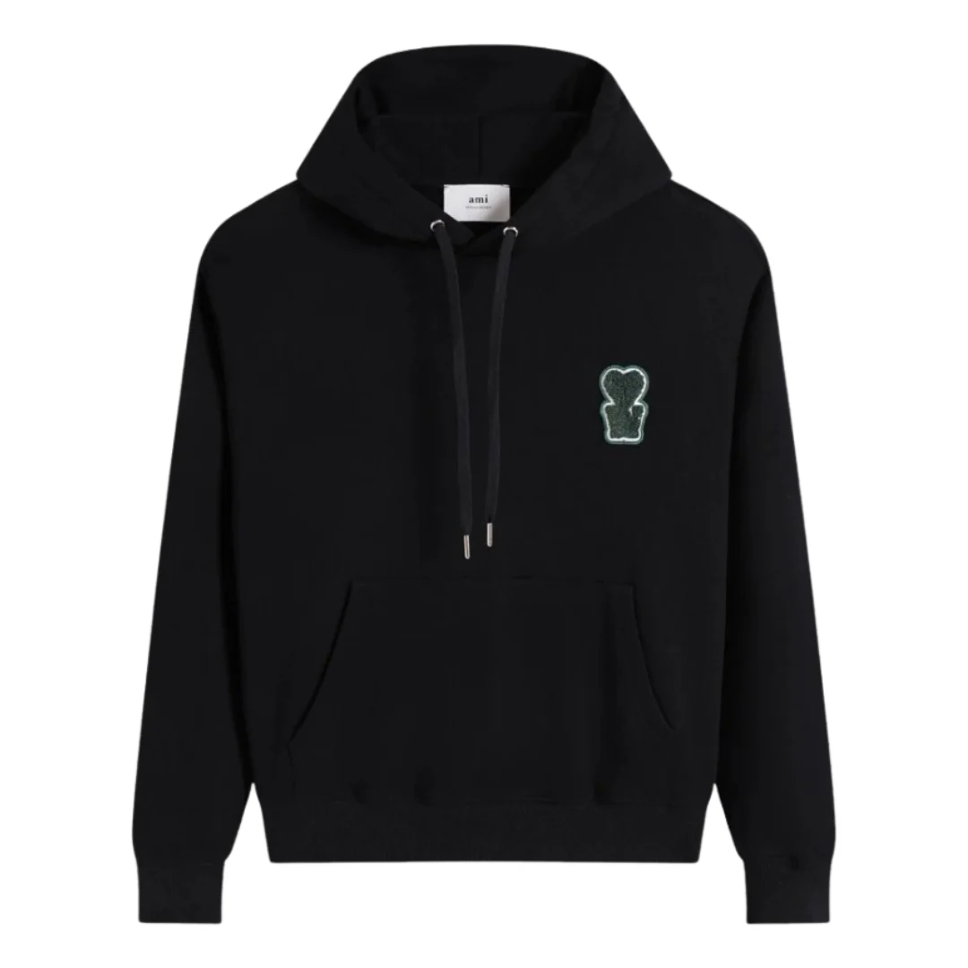 Ami Paris Green Logo Hoodie Black
