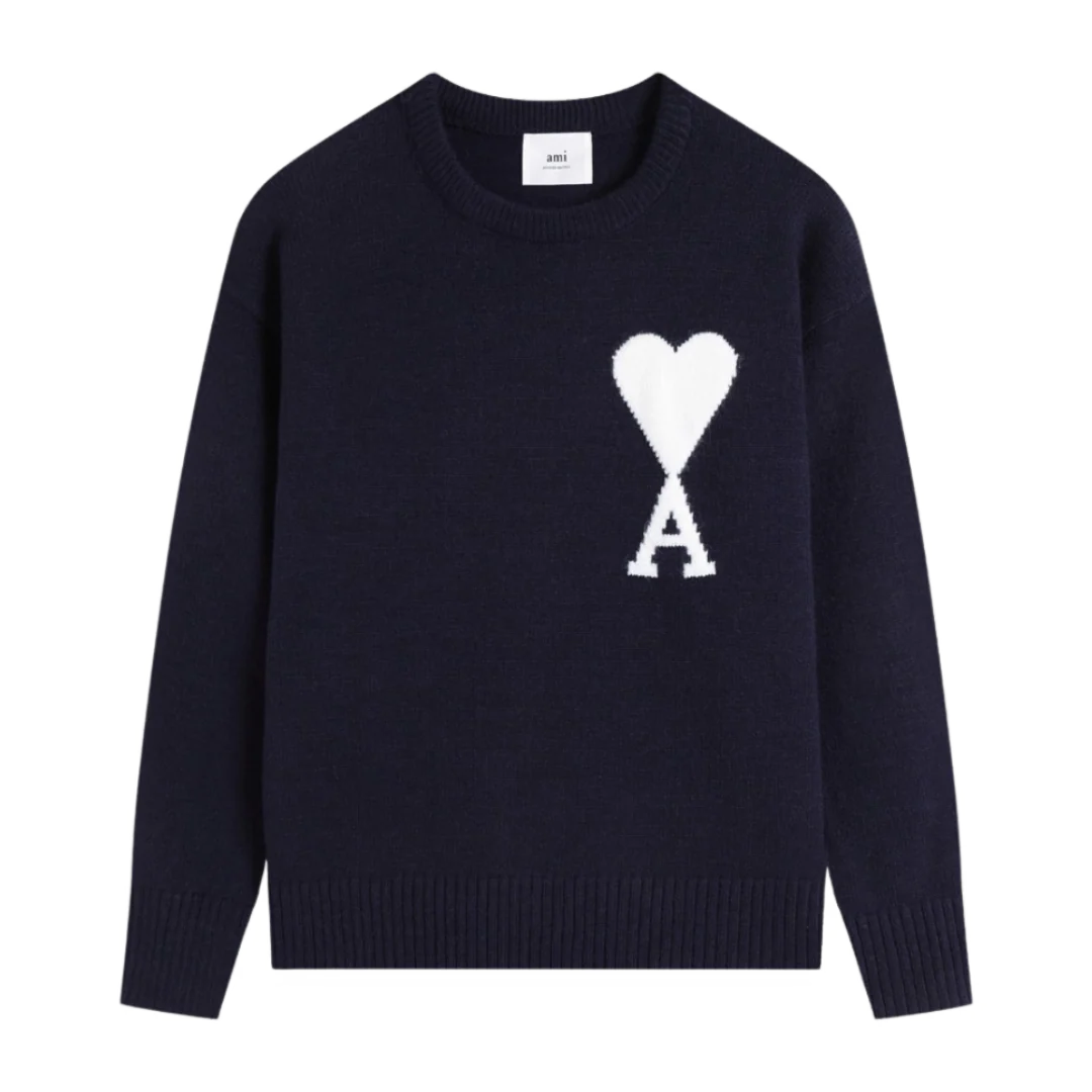Ami Paris Knit Sweater Navy Blue