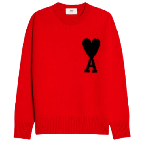 Ami Paris Knit Sweater Red Black