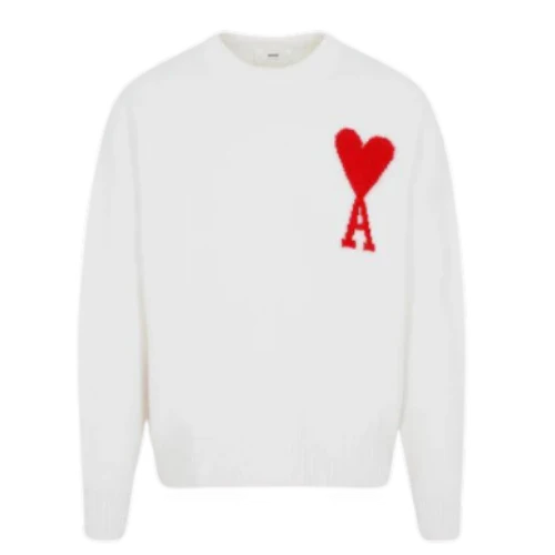 Ami Paris Knit Sweater White Red
