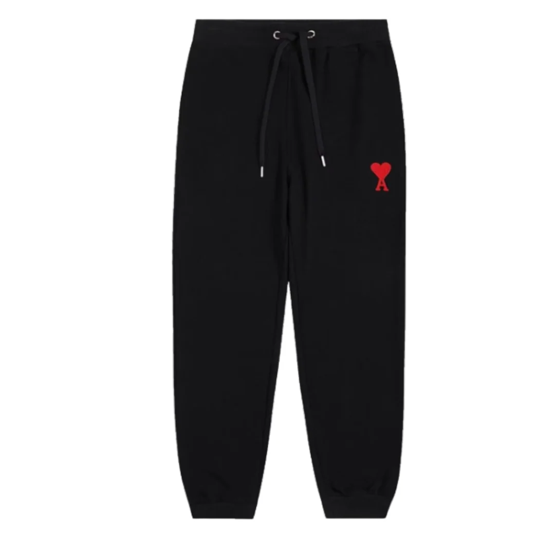 Ami Paris Red Icon Sweatpants Black