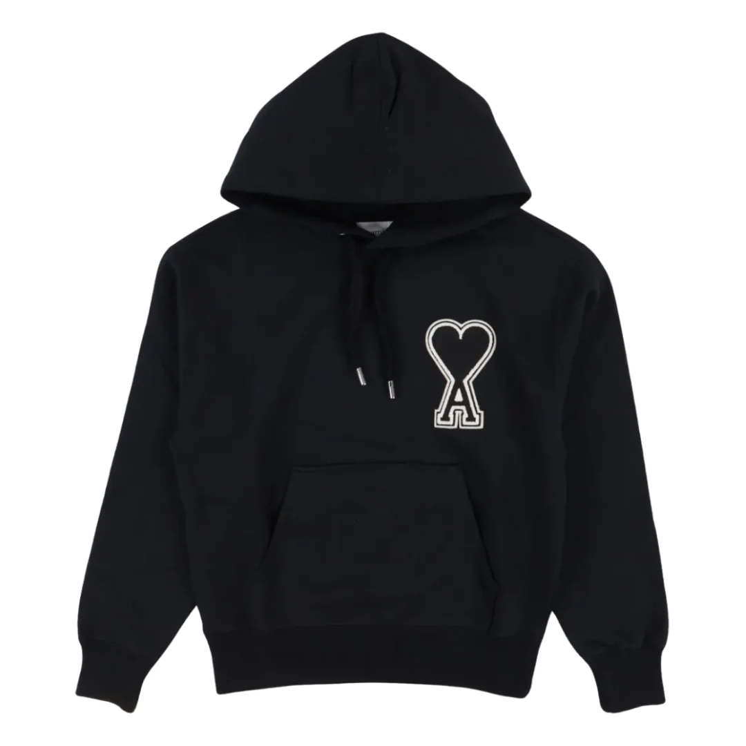 Ami Paris Stitched Icon Hoodie Black