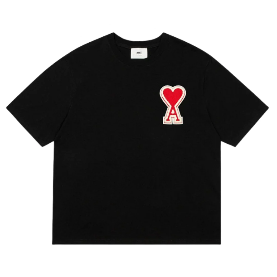 Ami Paris Stitched Icon T-Shirt Black
