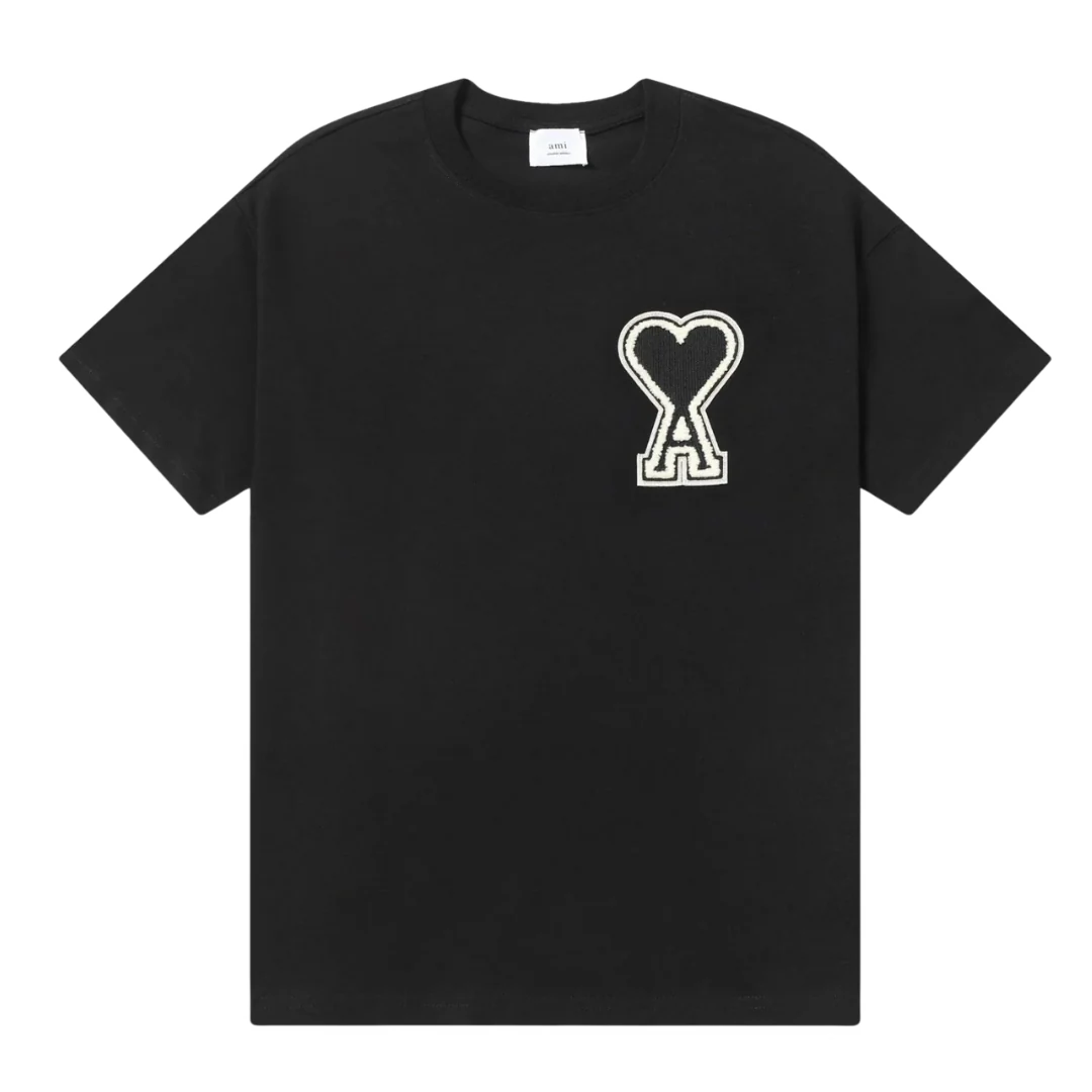 Ami Paris Stitched Icon T-Shirt Black & White