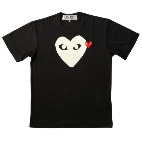 Comme des Garcons (CDG) T Shirt White Big Heart Black