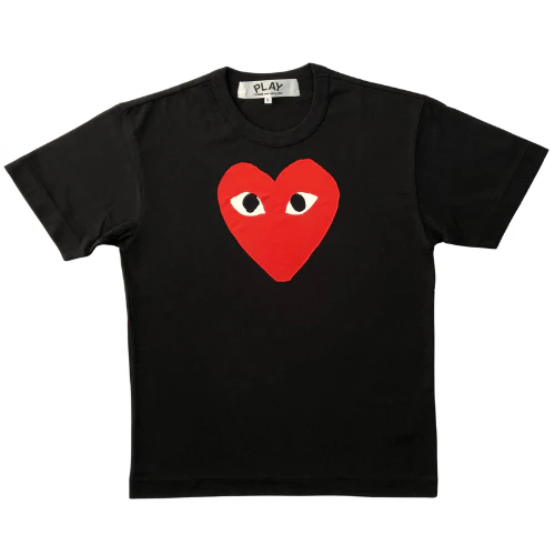 Comme des Garcons (CDG) T Shirt White Big Heart Black Red