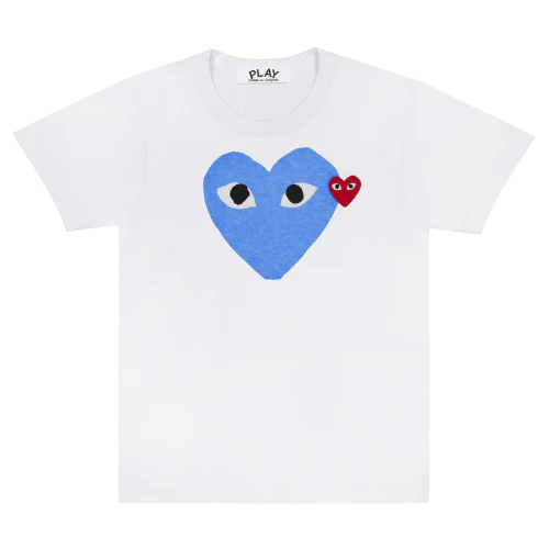 Comme des Garcons (CDG) T Shirt White Big Heart White Blue