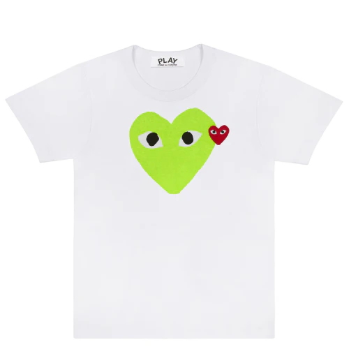 Comme des Garcons (CDG) T Shirt White Big Heart White Neon Green