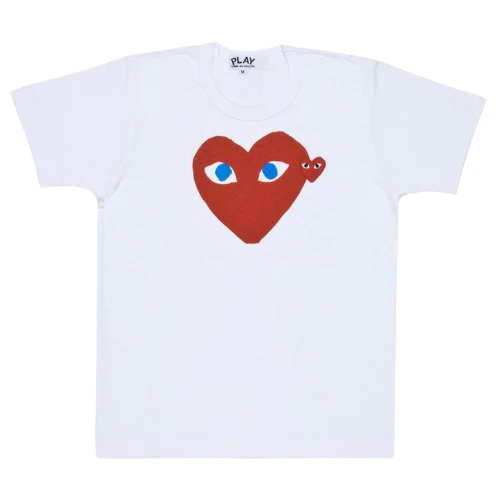 Comme des Garcons (CDG) T Shirt White Big Heart White Red