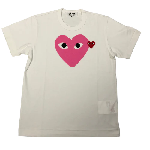 Comme des Garcons (CDG) T Shirt White Big Heart White Rose