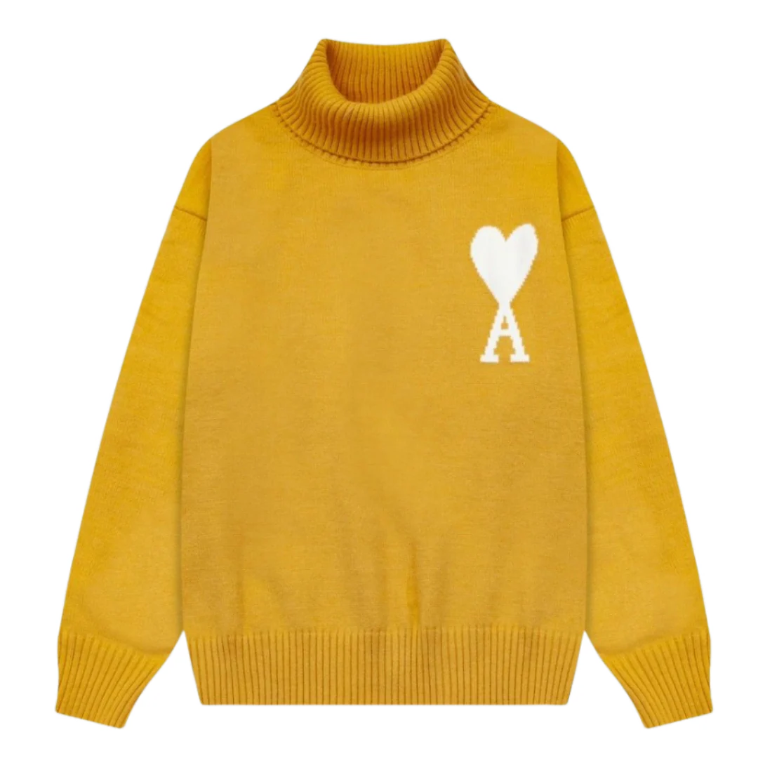 Ami Paris Turtleneck Knit Sweater Yellow