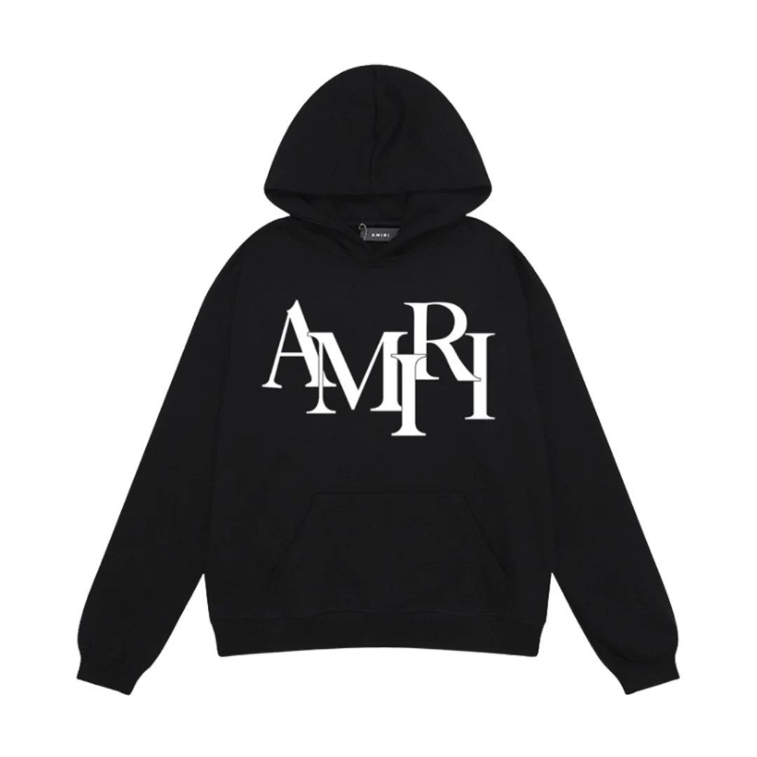 Amiri Basic Off Writing Hoodie Black