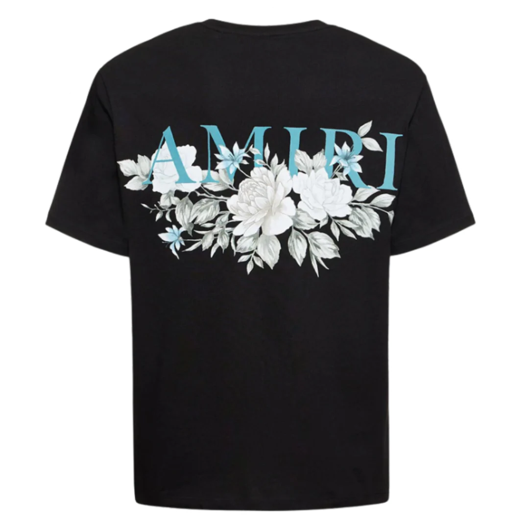 Amiri Flower Print T-Shirt Black