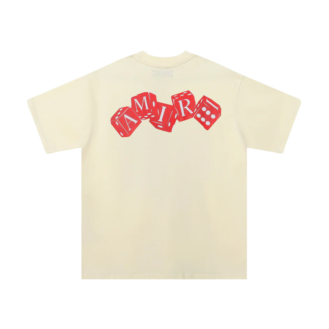Amiri Letters on Dice Print T-Shirt Creme