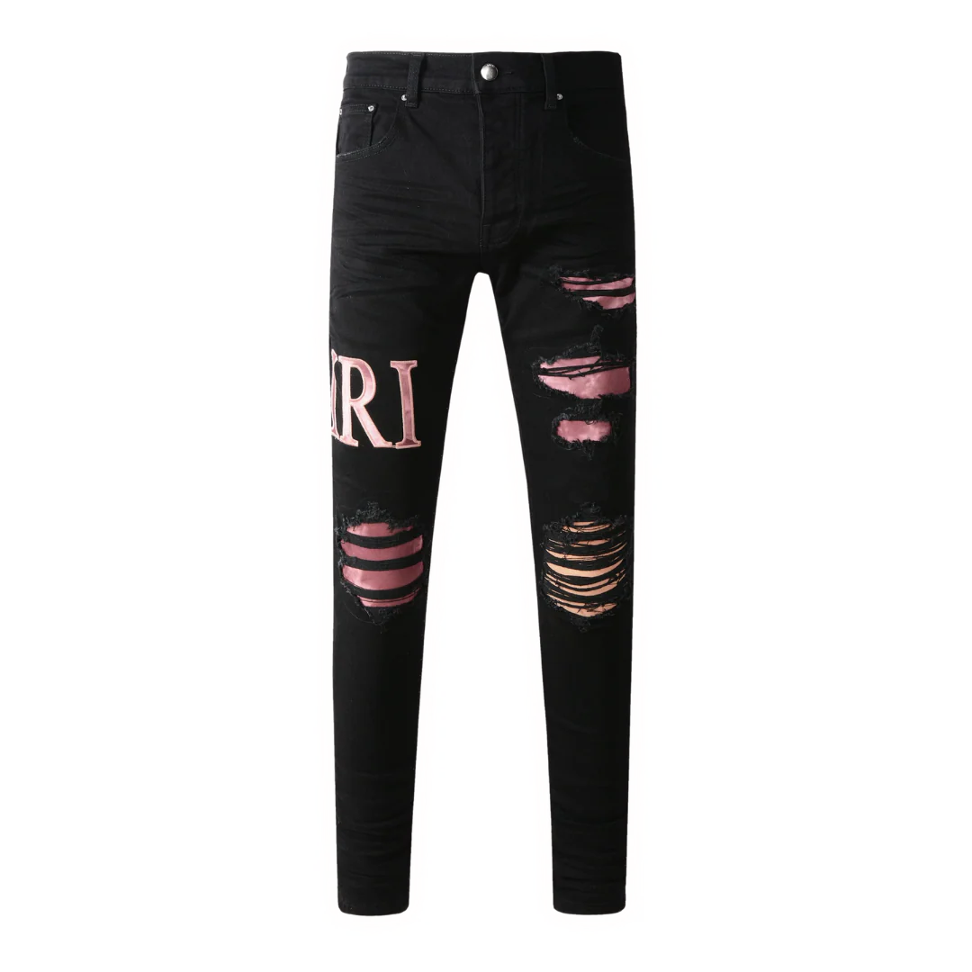 Amiri Ripped SKinny Jeans Black & Pink