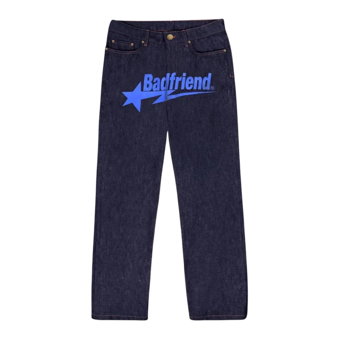 Badfriend Blue Logo Loose Fit Jeans Black