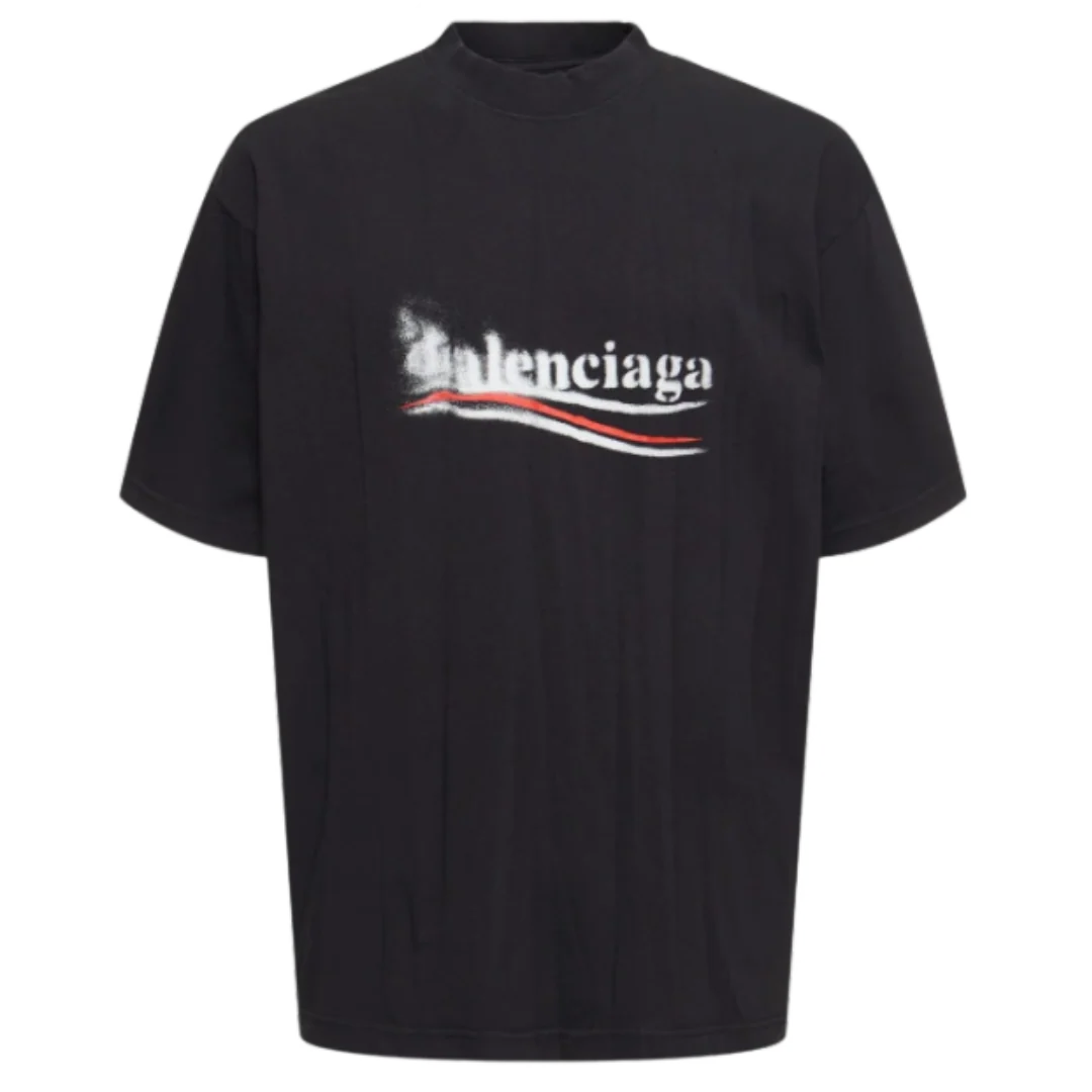 Balenciaga Blurred Print T-Shirt Black