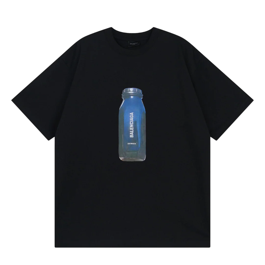 Balenciaga Bottle Print T-Shirt Black