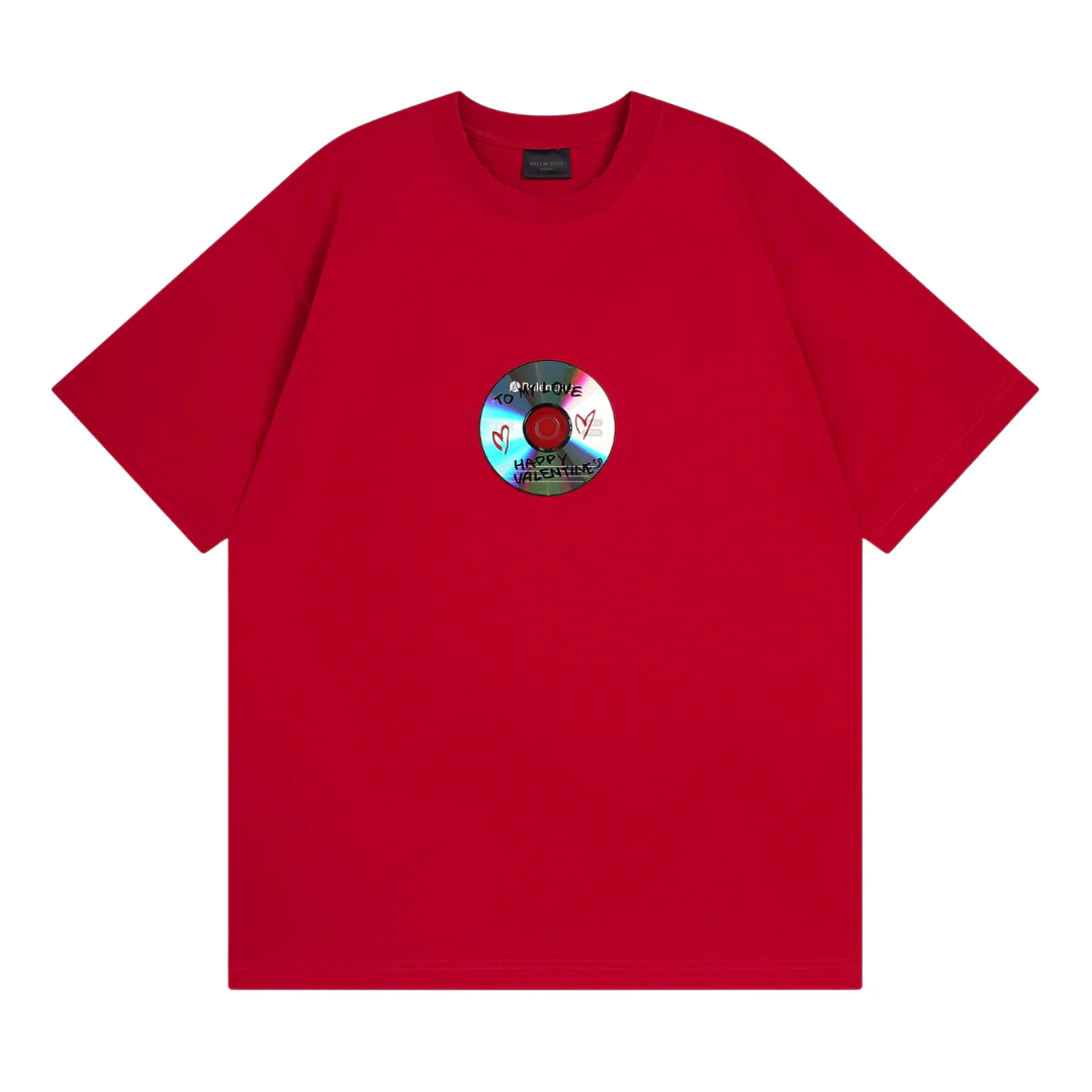 Balenciaga Happy Valentine Records T-Shirt Red