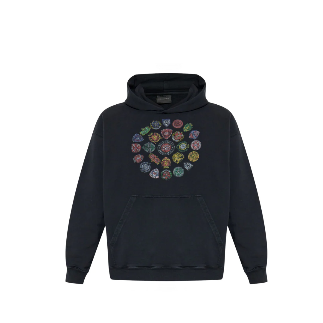 Balenciaga Hoodie Black Spiral Print