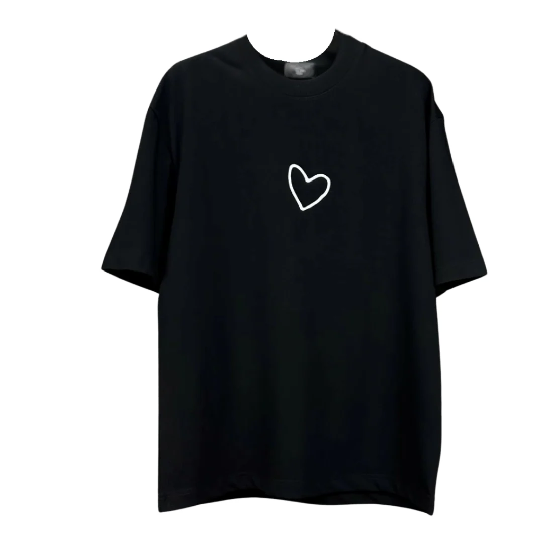 Balenciaga Little Heart Print T-Shirt Black
