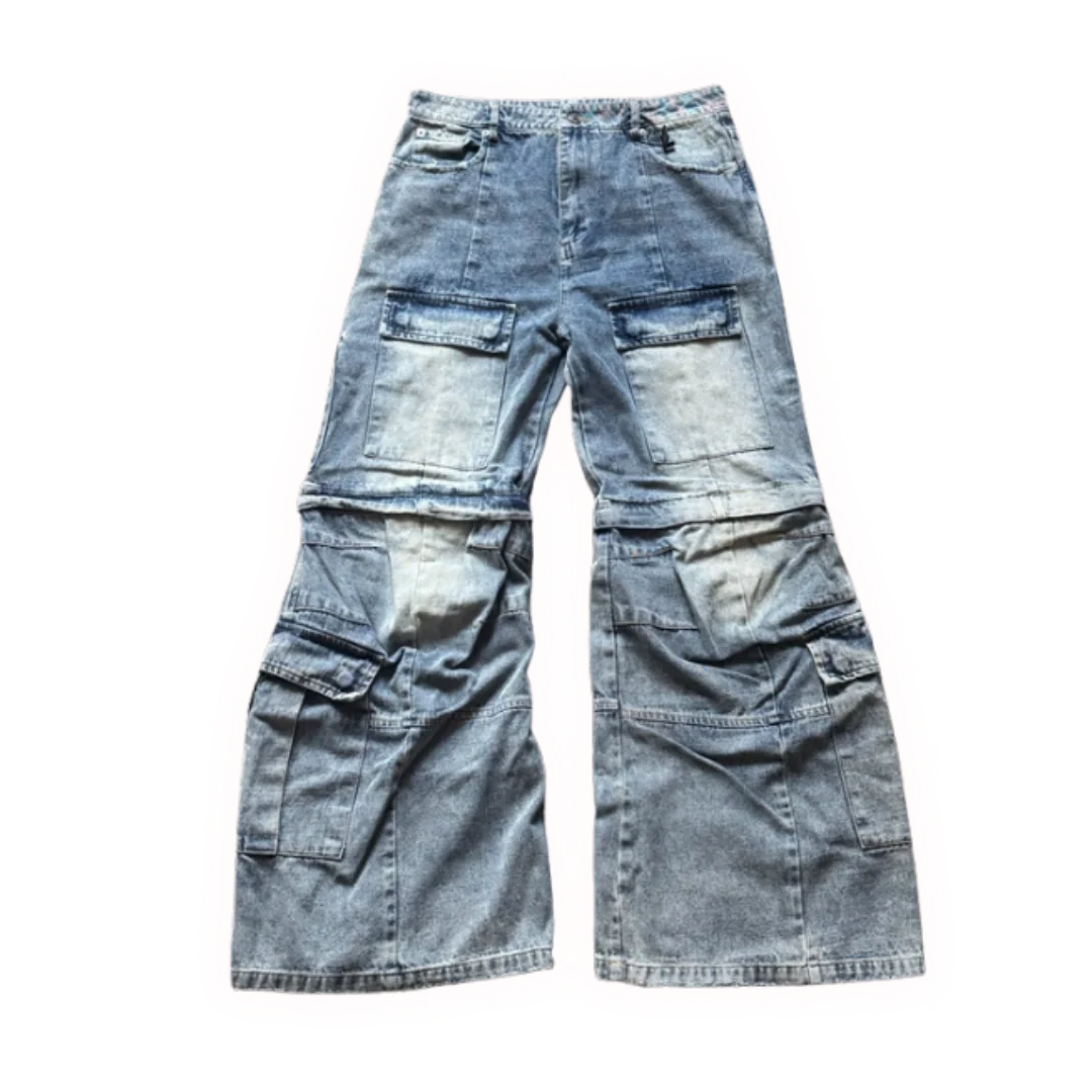 Balenciaga Multi Pocket Baggy Jeans Blue