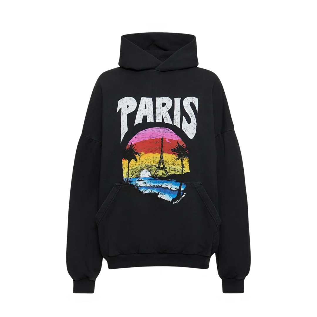 Balenciaga Paris Hoodie Black