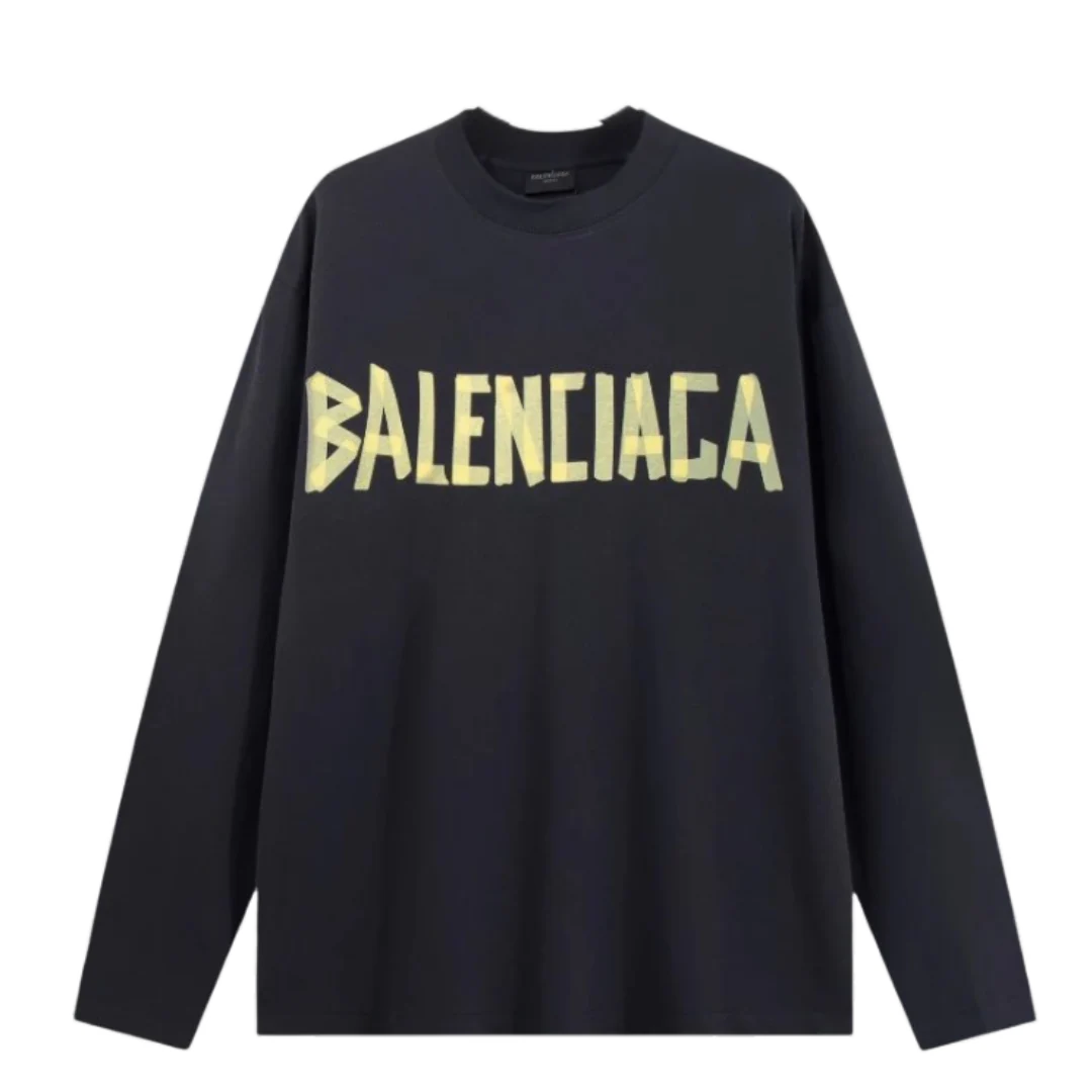 Balenciaga Yellow Taped Longsleeve Black