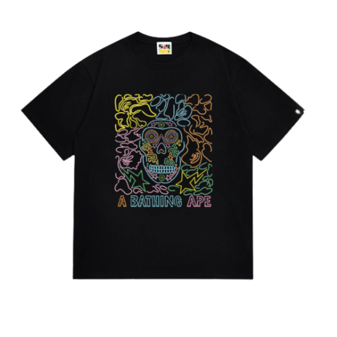 Bape A Bathing Ape Multi Color Print T-Shirt Black