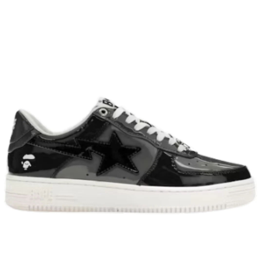 Bape Bapesta Low Black & Grey Shiny