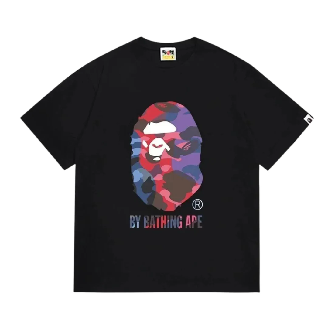 Bape Blue & Purple Print T-Shirt Black
