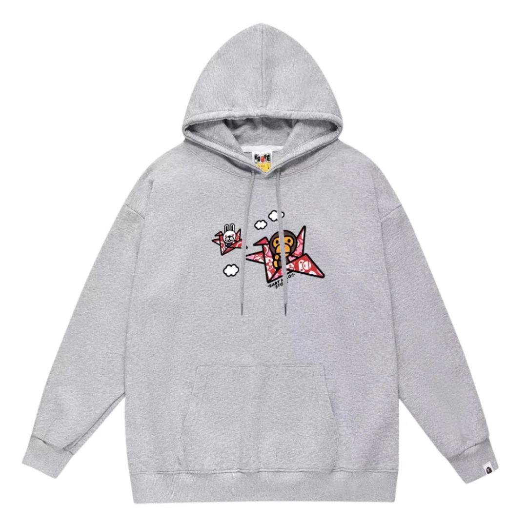 Bape Flying On Origami Hoodie Grey