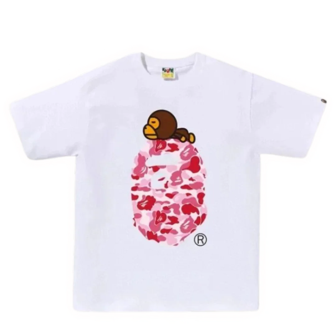 Bape Lying On Pink Ape T-Shirt White