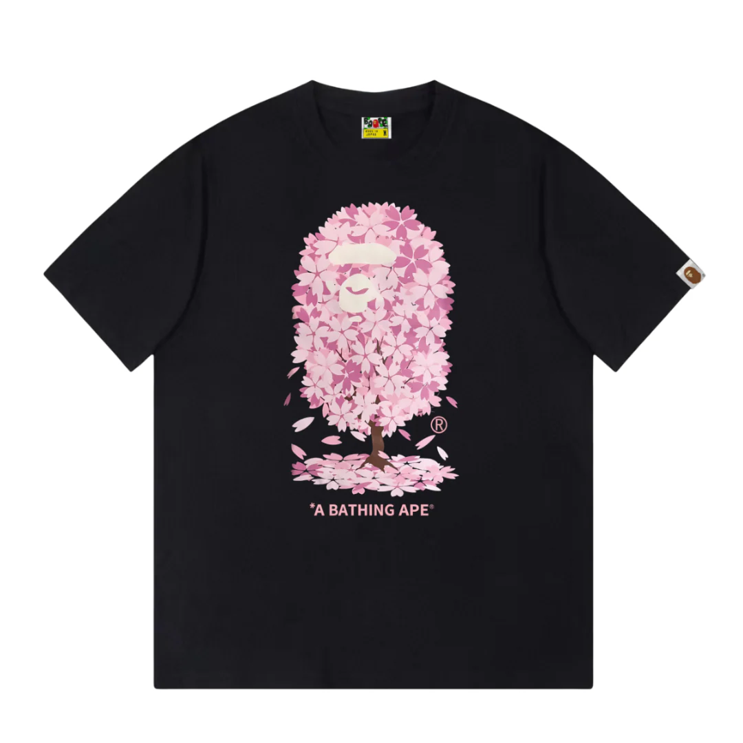 Bape Pink Flower T-Shirt Black