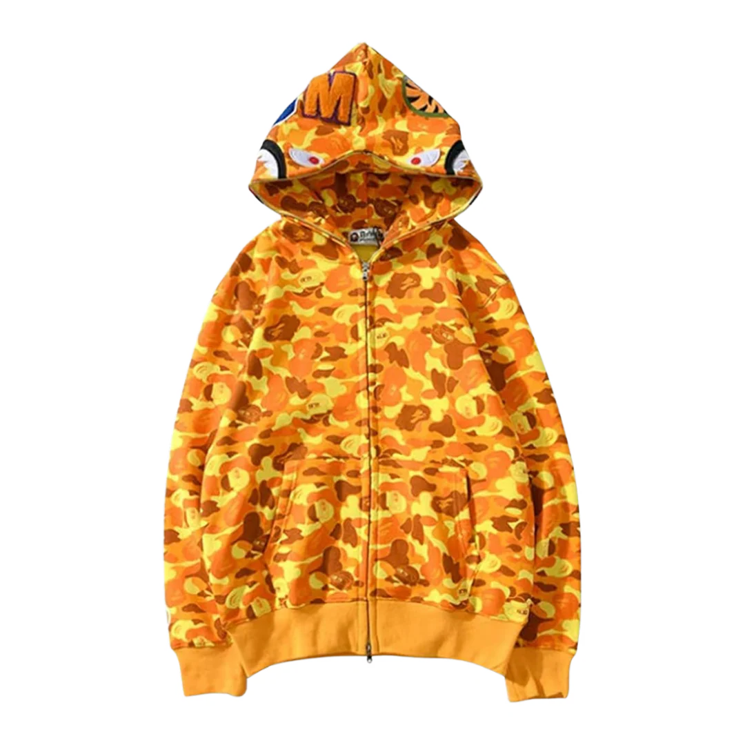 Bape Yellow Camo Shark Full Zip Hoodie