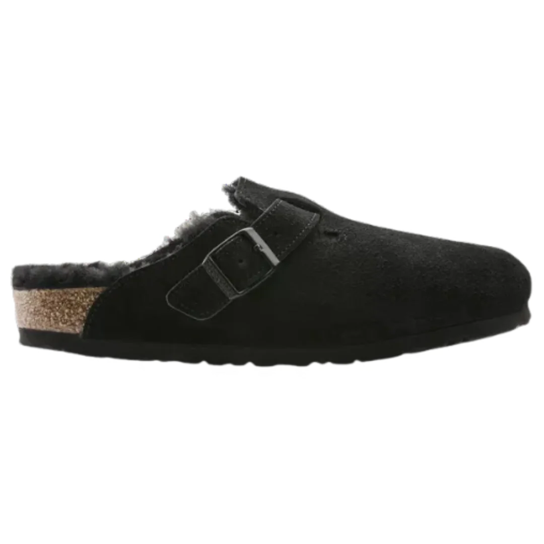 Birkenstock Boston Shearling Suede Narrow Black