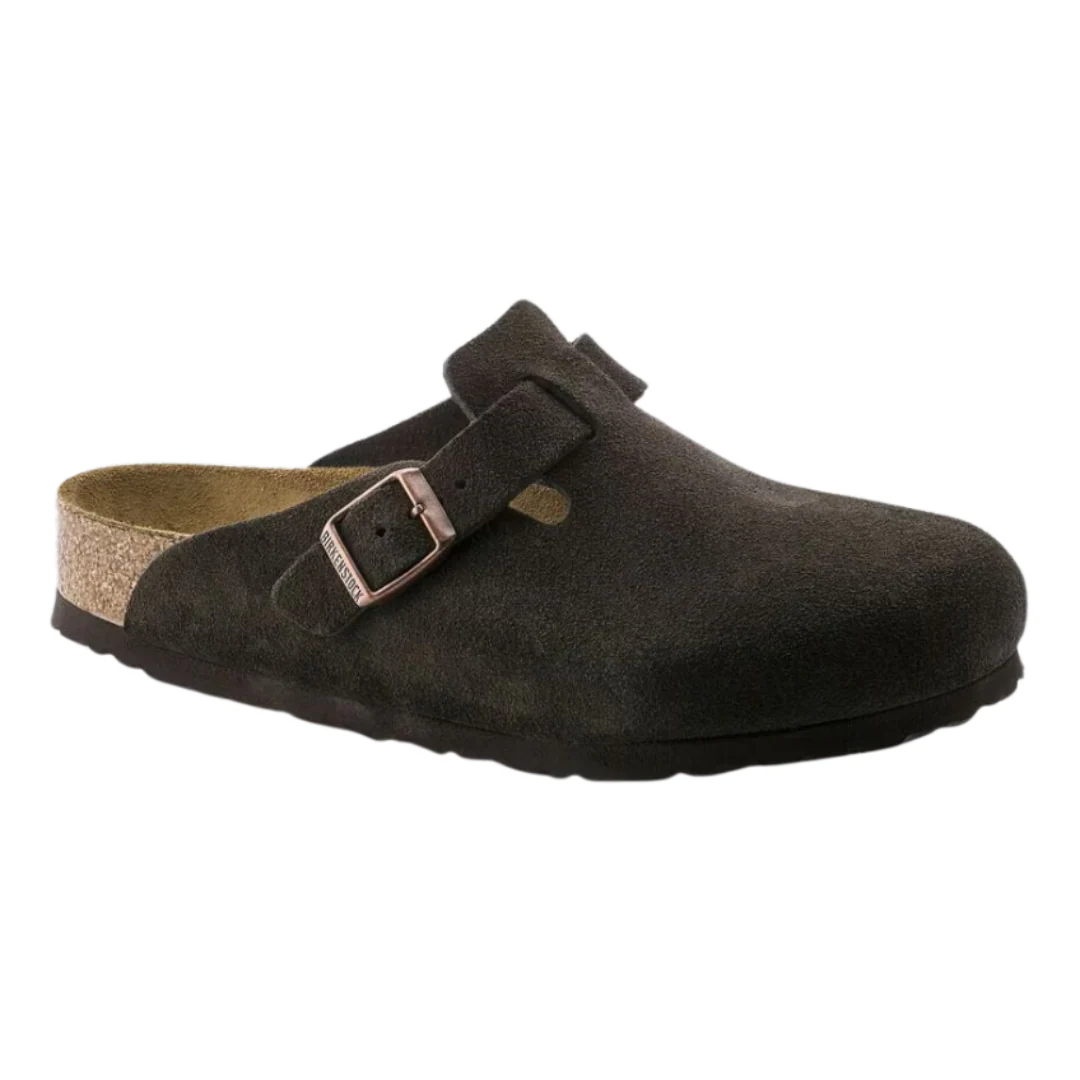 Birkenstock Boston Soft Footbeed Suede Leather Dark Brown