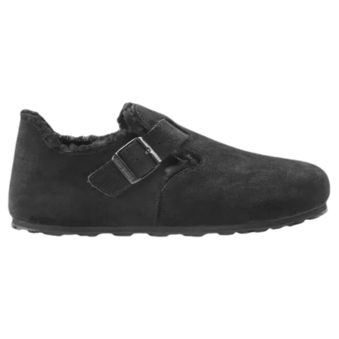 Birkenstock London Shearling Suede Leather Black