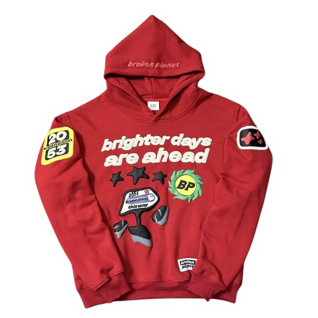 Broken Planet Brighter Days Ahead Hoodie Red