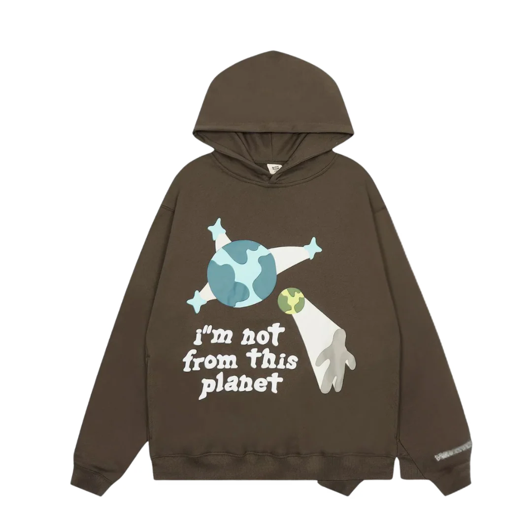 Broken Planet Im Not From This Planet Hoodie Brown
